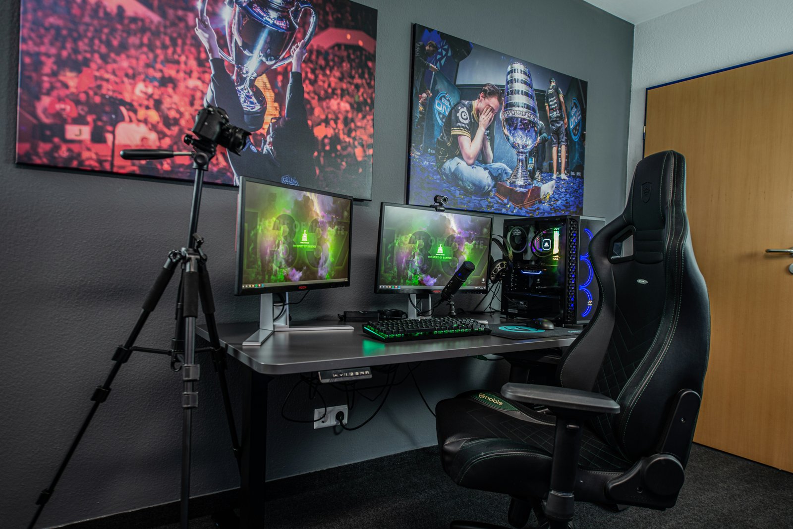 Modern gaming setup with natural light